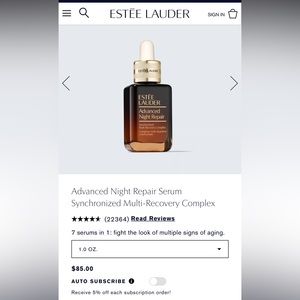 Advanced Night Repair Serum
Synchronized Multi-Recovery Complex NEW no box